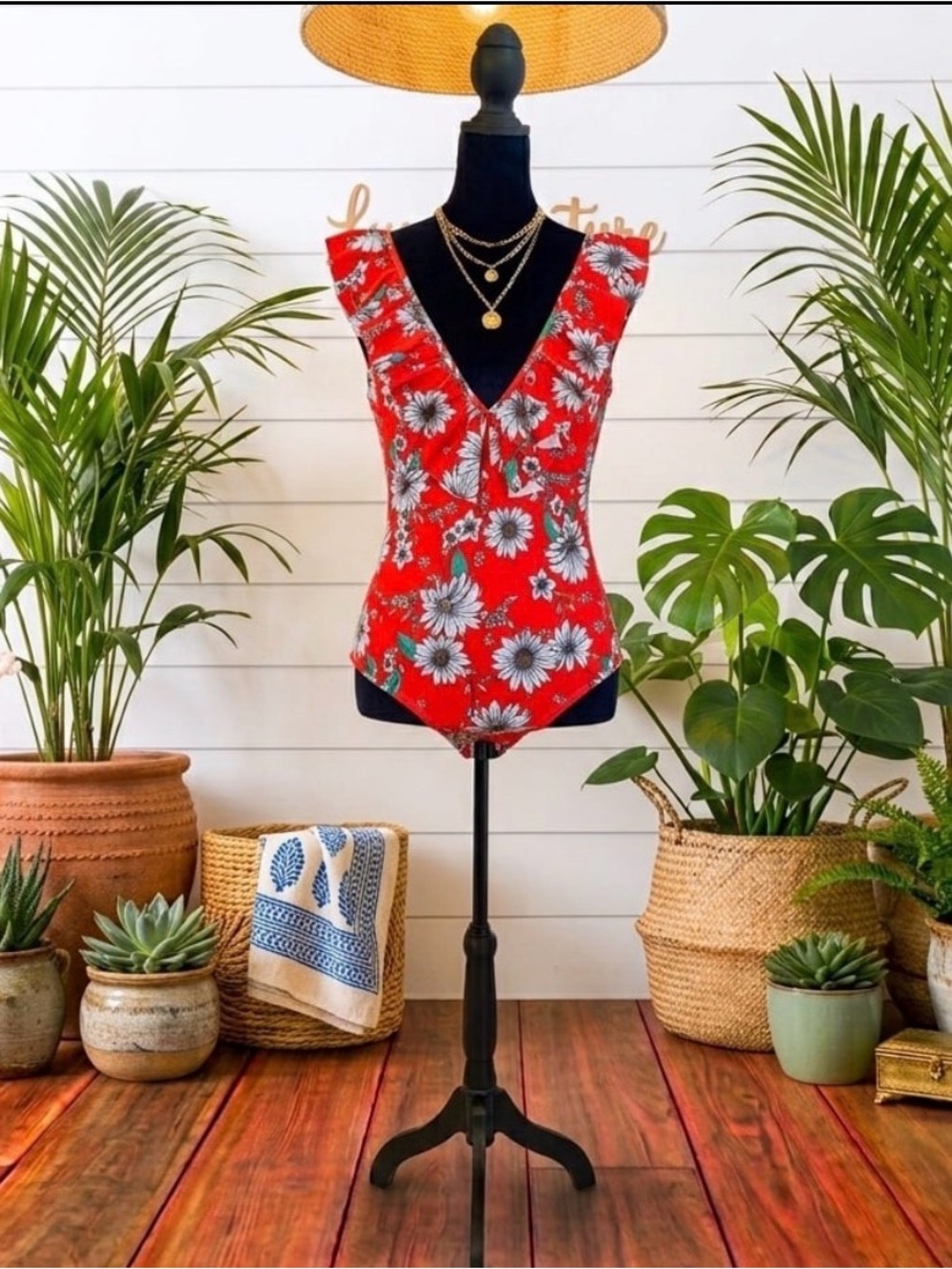 Jessica Simpson Daisy Swimsuit W/Ruffled Sleeves